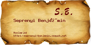 Seprenyi Benjámin névjegykártya